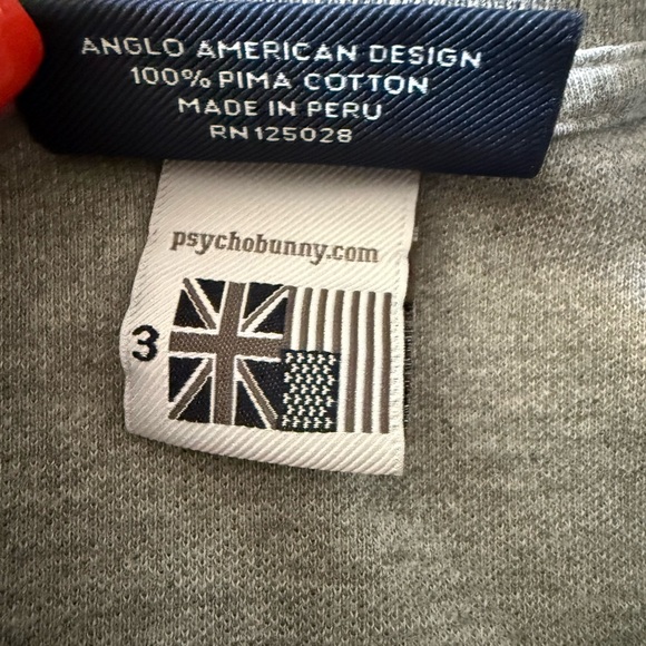 Psycho Bunny Men’s XS Gray Classic Polo 2-button placket front short sleeve - Picture 4 of 6